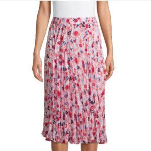 Time and Tru Floral Midi Crinkle Skirt